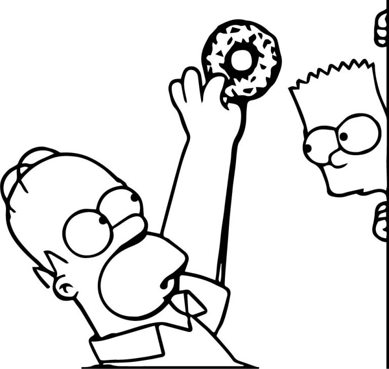 The Simpsons Catch Donut Coloring Page - Wecoloringpage.com