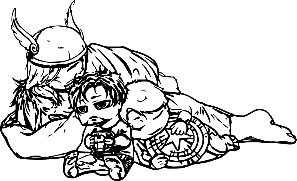 Tired Baby Avengers Coloring Page - Wecoloringpage.com