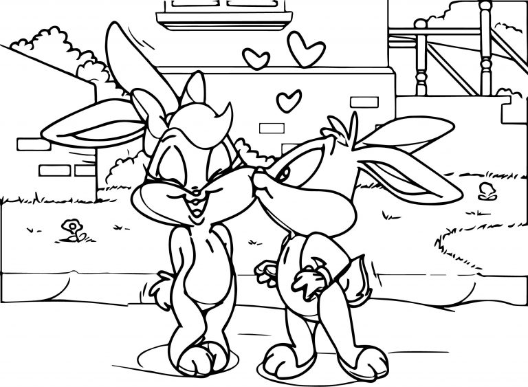 Warner Bros Baby Looney Tunes Kissing Coloring Page - Wecoloringpage.com