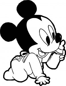 Baby Mickey Going With Milk Coloring Page
