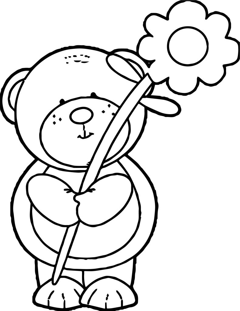 Bear My Flower Coloring Page | Wecoloringpage.com