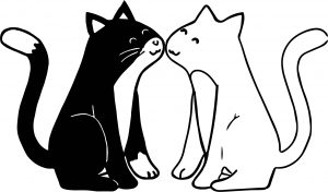 Black And White Cat Love Coloring Page