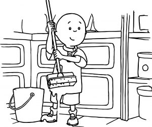 Caillou Cleaning Home Coloring Page