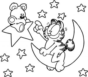 Cartoon Bear Garfield Star Coloring Page