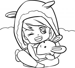 Cartoon Cute Girl Pillow Coloring Page