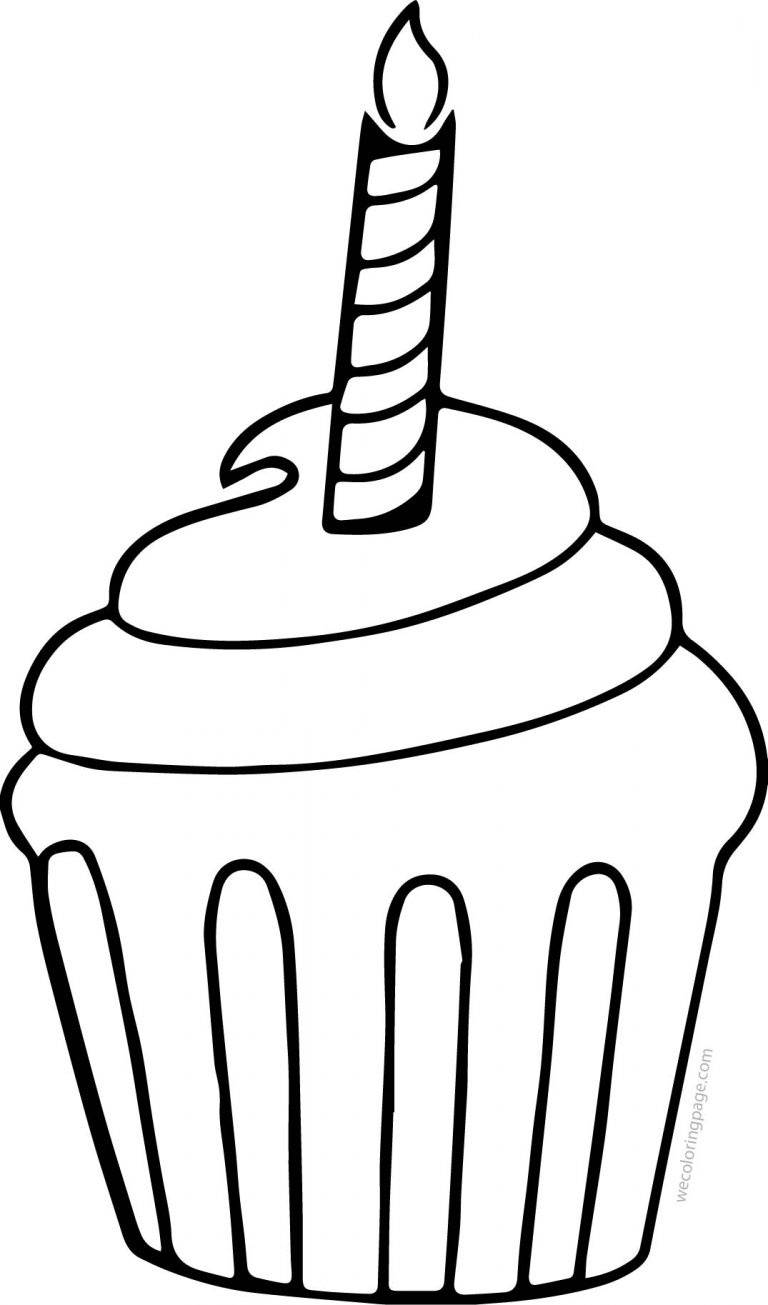 Cupcake Cup Cake Candle Coloring Page - Wecoloringpage.com