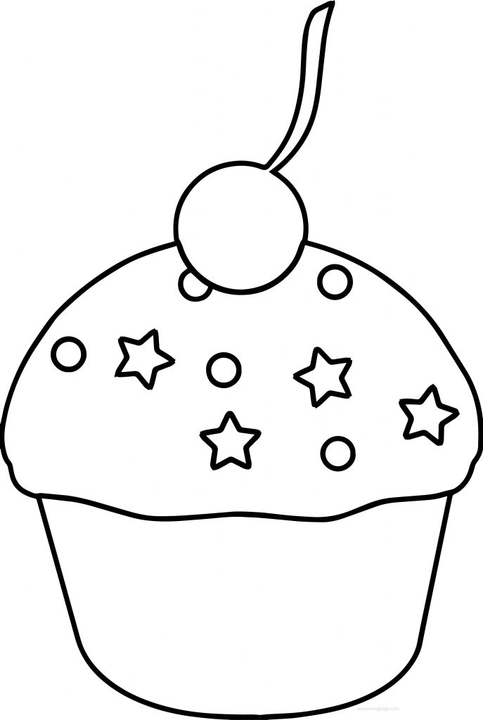 Cupcake Strawberry Sprinkles Cherry Coloring Page - Wecoloringpage.com