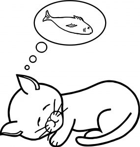 Fish Dream Cat Coloring Page