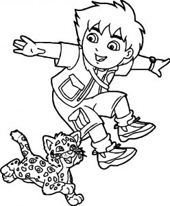 Go Diego Go And Lion Running Coloring Page