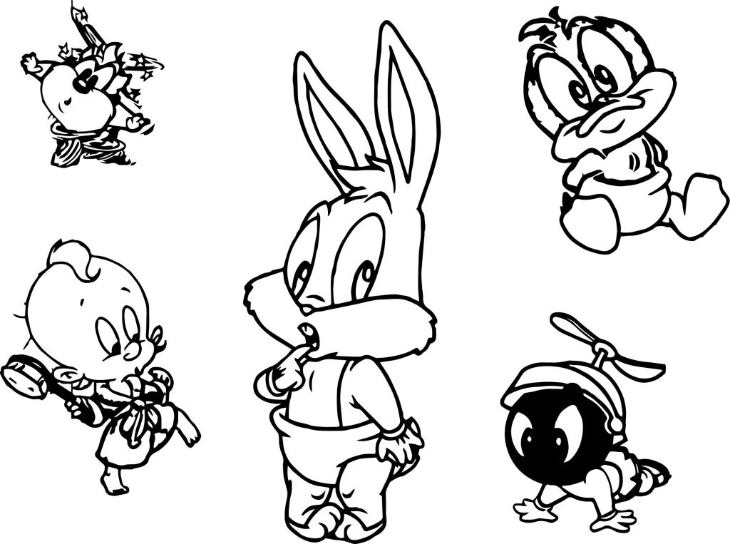 Looney Tunes Five Characters Coloring Page - Wecoloringpage.com