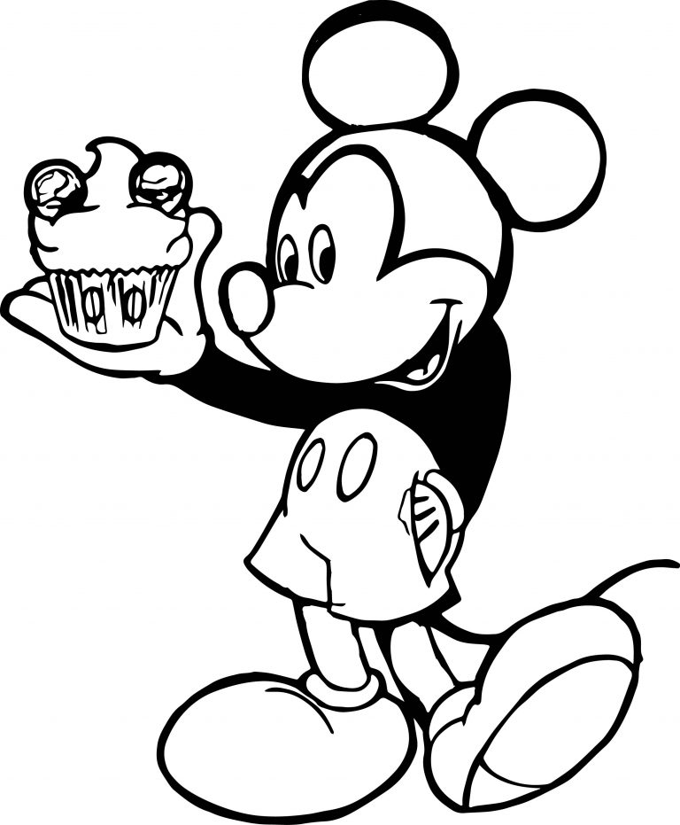Mickey Cupcake Coloring Page | Wecoloringpage.com
