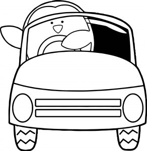 Penguin Driving Car Coloring Page