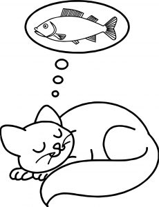 Sleep Fish Dream Cat Coloring Page