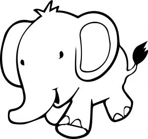 Walking Baby Elephant Coloring Page