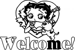 Welcome Betty Boop And Dog Coloring Page