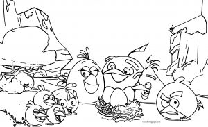 Angry Birds Cartoon Family Coloring Page