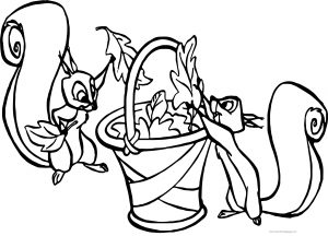 Aurora Misc Sleeping Beauty Squirrels Leaves Coloring Page
