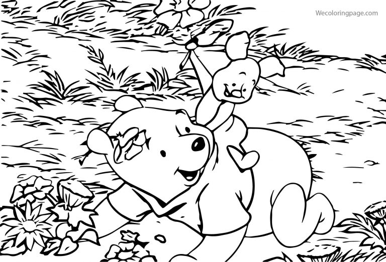 Baby Piglet Winnie The Pooh Playing In Forest Coloring Page ...