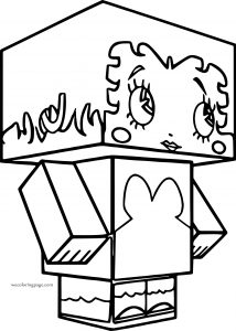 Betty Boop Minecraft Cube Character Coloring Page