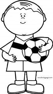 Boy Soccer Ball Holding Coloring Page