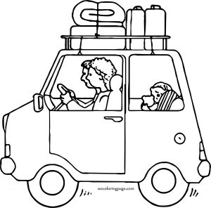 Car Travel Family Coloring Page