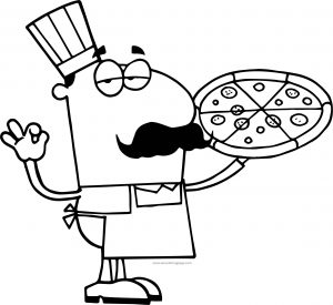 Cartoon Man Delicious Pizza Coloring Page