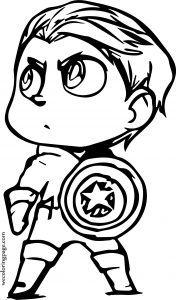 Chibi Small Captain America Coloring Page