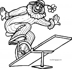 Circus Clown Bike Seesaw Coloring Page