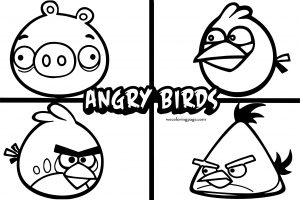 Four Angry Birds Character Coloring Page