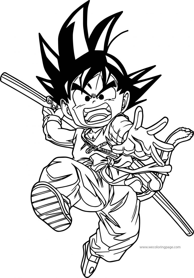 Goku Bat Kick Coloring Page | Wecoloringpage.com