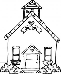 School House Clipart Free Coloring Page