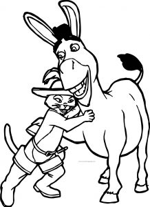 Shrek Donkey And Cat Coloring Page