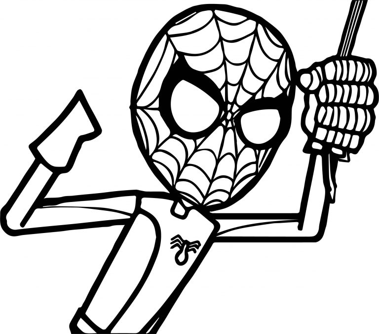 Spider Man Holding Rope Coloring Page | Wecoloringpage.com