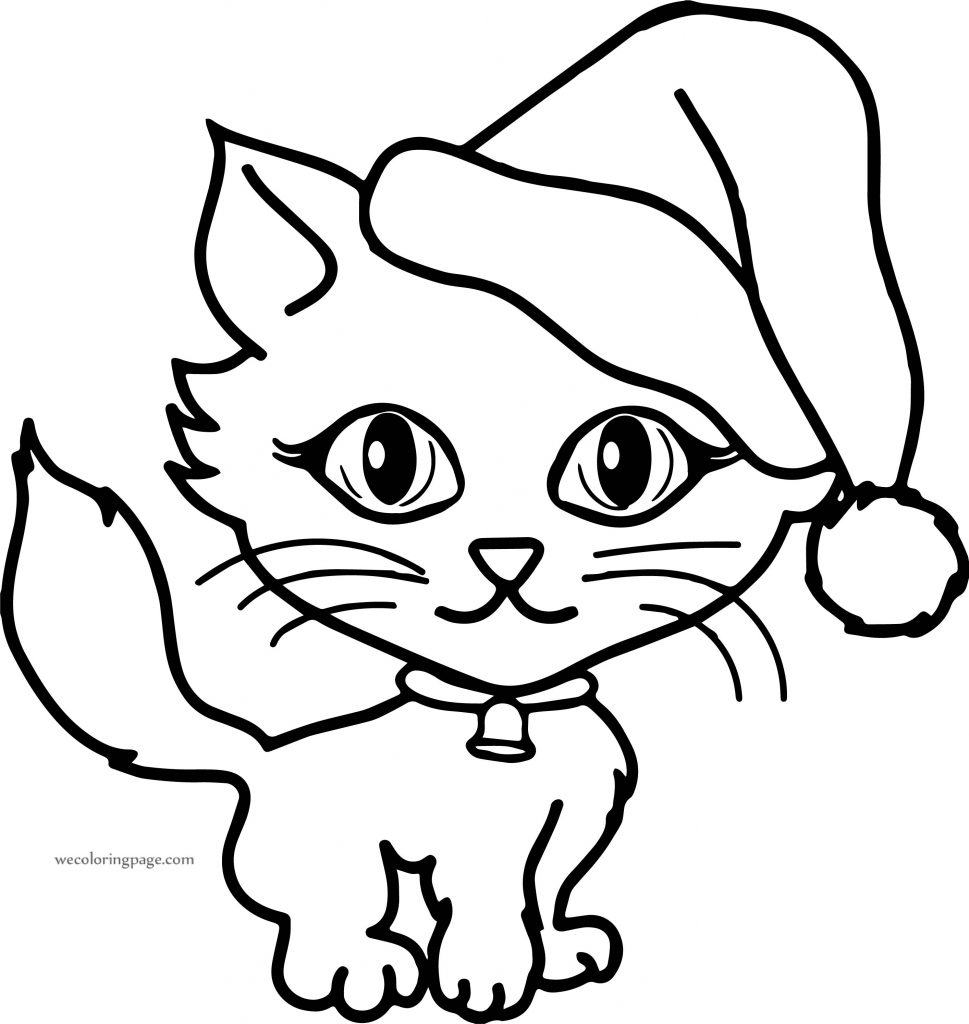 Christmas Girl Cat Coloring Page - Wecoloringpage.com