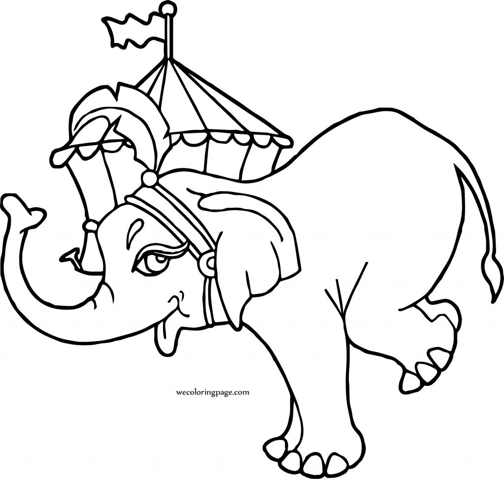 Circus Elephant On Circus Tente Coloring Page - Wecoloringpage.com