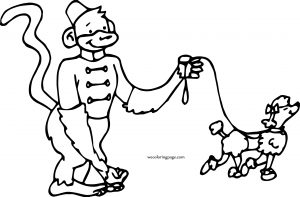 Circus Monkey Dog Coloring Page