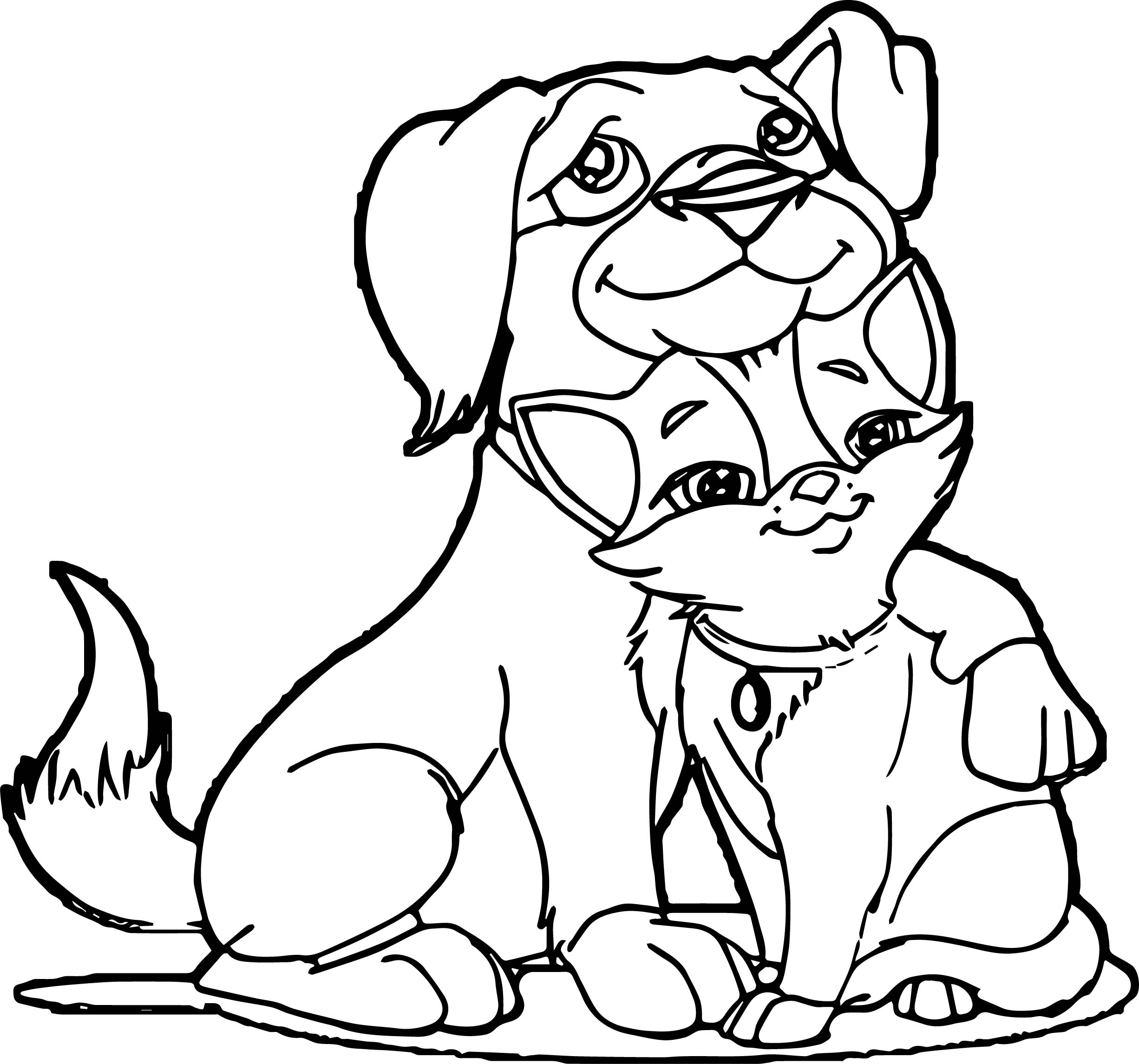 Dog And Cat Friends Coloring Pages Wecoloringpagecom