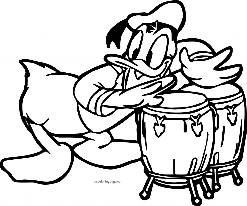 Donald Duck Drums Coloring Page | Wecoloringpage.com