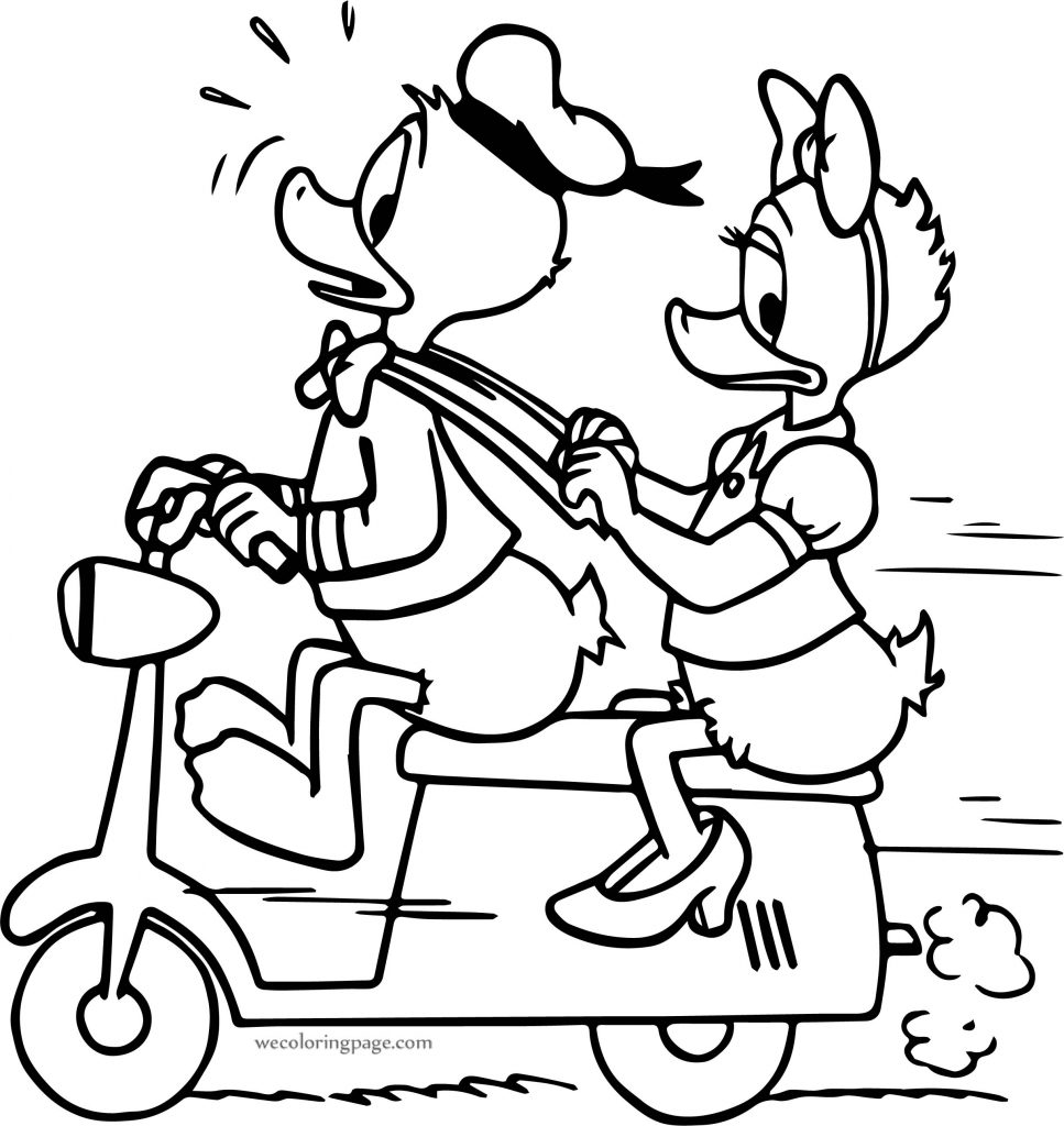 Donald Duck Pictures Free Daisy Motobike Coloring Page - Wecoloringpage.com