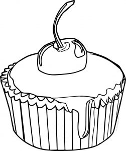 Drawing Cupcake Cup Cake Cherry Coloring Page
