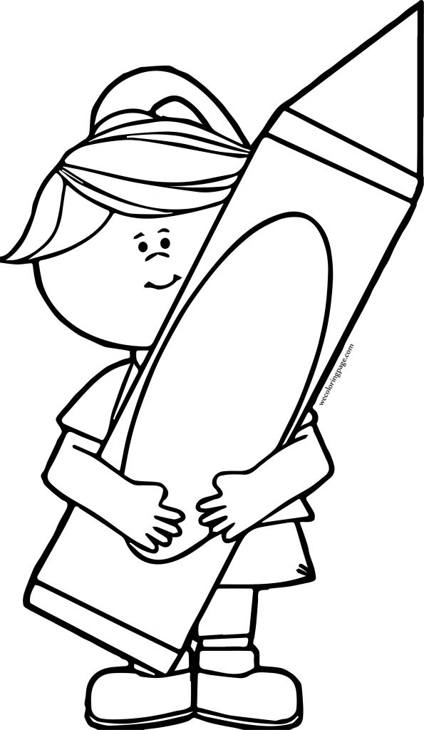 Girl Holding Crayon Coloring Page - Wecoloringpage.com