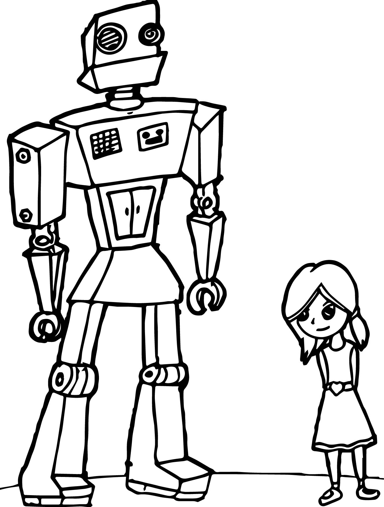 Girl Robot Coloring Page Wecoloringpagecom