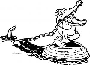 Hungry Cartoon Crocodile Alligator Coloring Page