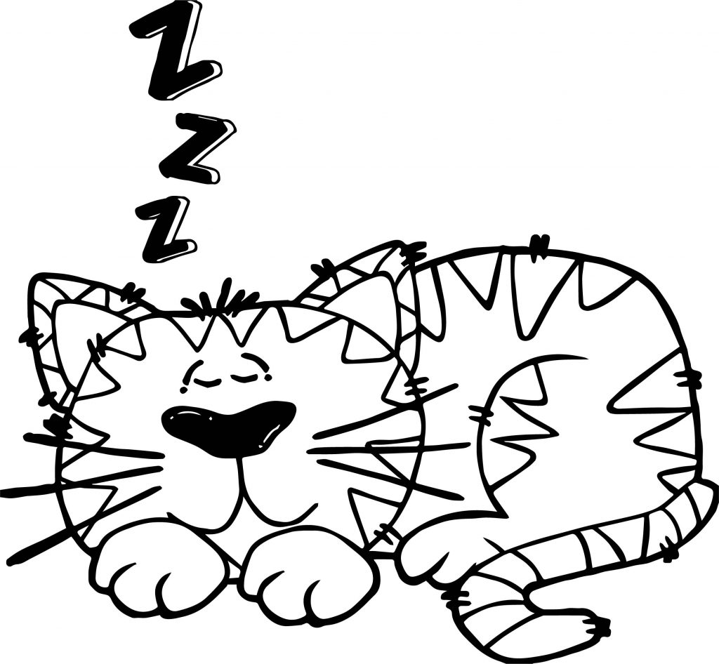 Sleeping Cat Coloring Page - Wecoloringpage.com