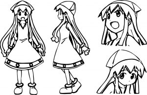 Squid Girl Poses Style Coloring Page