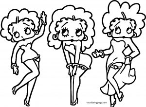 Three Betty Boop Coloring Page