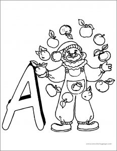 A Apple Clown A4 Printable Coloring Page