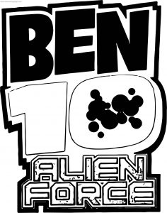 Benten Alien Force Text Logo Coloring Page