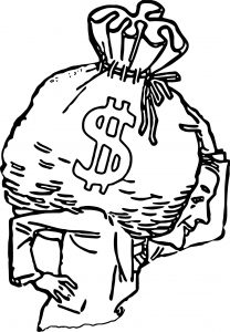 Big Bag Of Money Coloring Page Outline