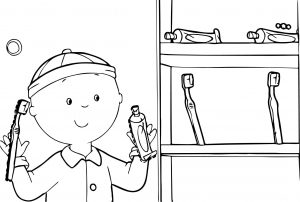 Caillou Toothpaste Coloring Page